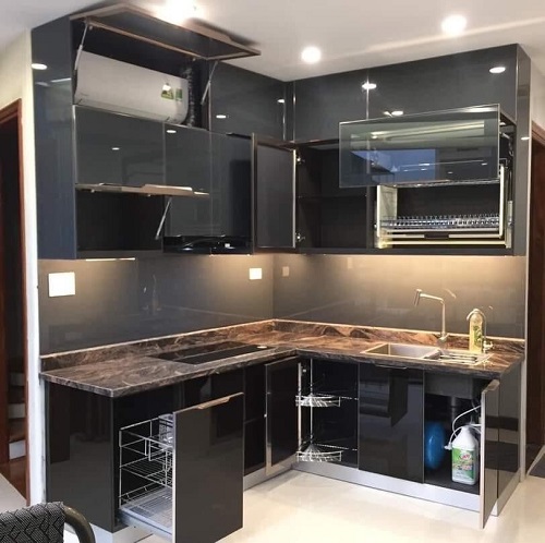 Cấu tạo của một bộ tủ bếp cánh kính